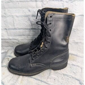 Vintage US Military Army Boots Black Size 8 R Genesco Biker Punk s6